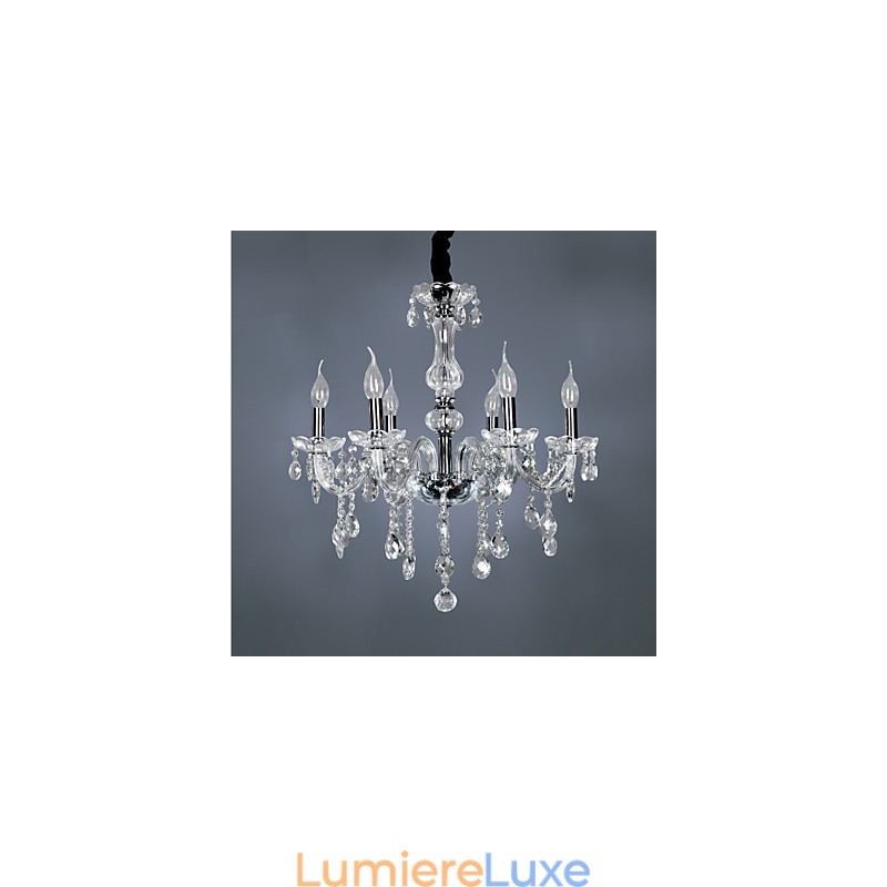 Lustre élégant en cristal à 6 lumières