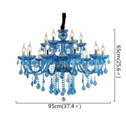Lustre en cristal élégant, suspension européenne bleue