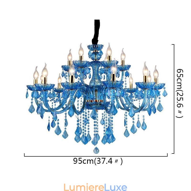 Lustre en cristal élégant, suspension européenne bleue