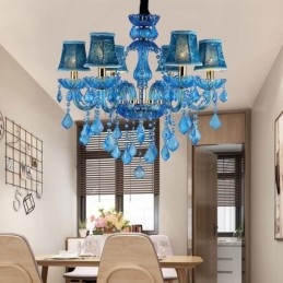 Lustre en cristal élégant, suspension européenne bleue