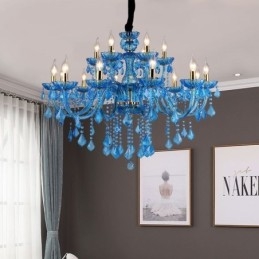 Lustre en cristal élégant, suspension européenne bleue