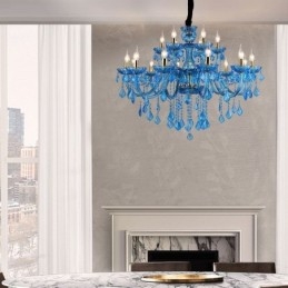Lustre en cristal élégant, suspension européenne bleue