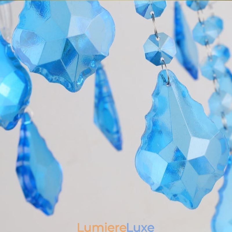 Lustre en cristal élégant, suspension européenne bleue