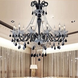 Lustre rétro en cristal noir européen