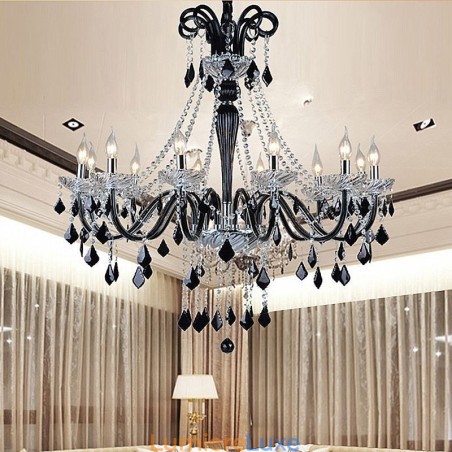 Lustre rétro en cristal noir européen Lustre rétro en cristal noir européen