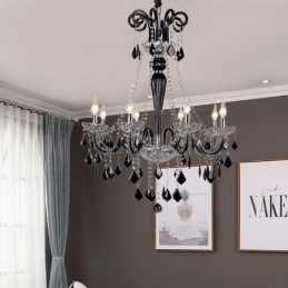 Lustre rétro en cristal noir européen