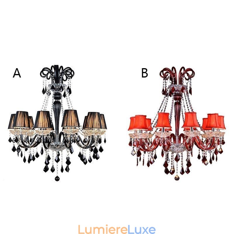 Lustre rétro en cristal noir européen