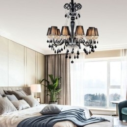 Lustre rétro en cristal noir européen
