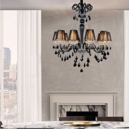 Lustre rétro en cristal noir européen