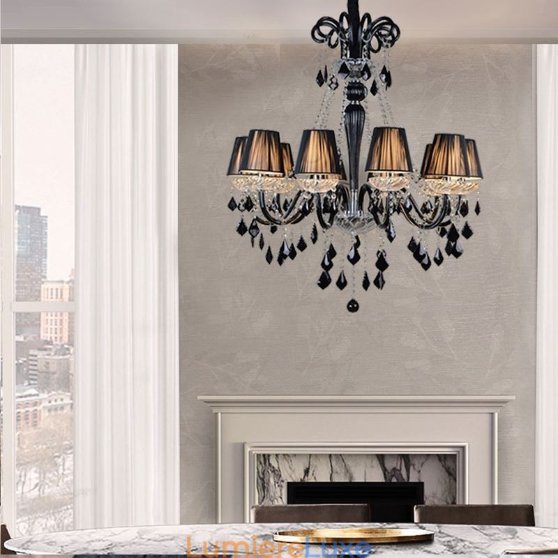 Lustre rétro en cristal noir européen