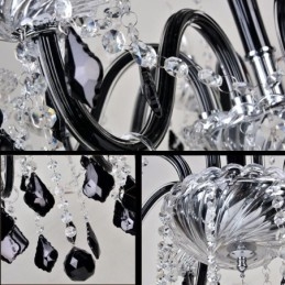 Lustre rétro en cristal noir européen