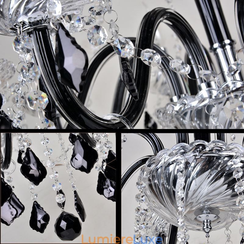 Lustre rétro en cristal noir européen