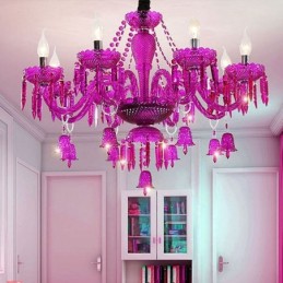 Lustre européen en cristal avec cloches et suspension en verre