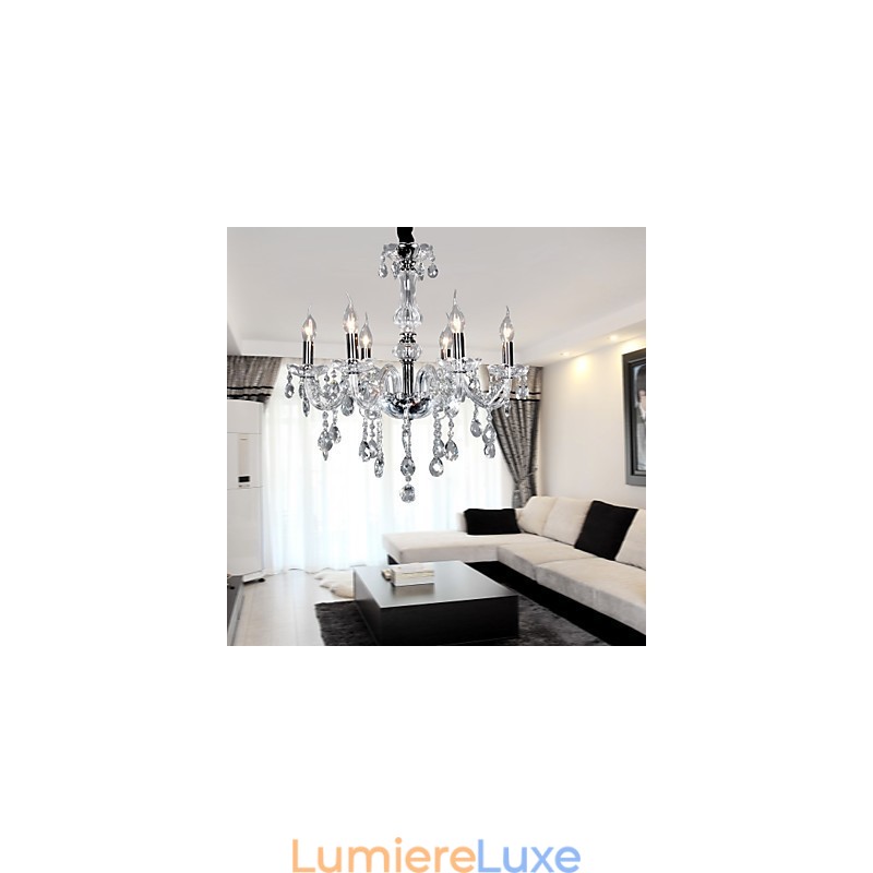 Lustre élégant en cristal à 6 lumières