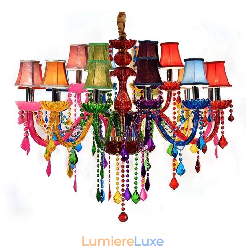 Lustre coloré de style européen, suspension de luxe