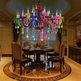 Lustre coloré de style européen, suspension de luxe