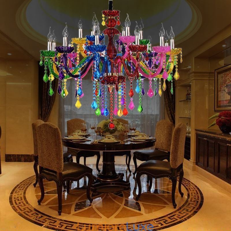 Lustre coloré de style européen, suspension de luxe