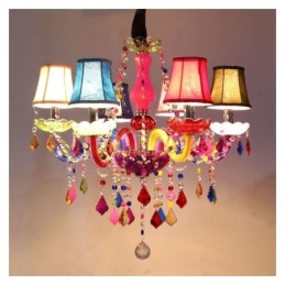 Grand lustre en cristal coloré de style européen