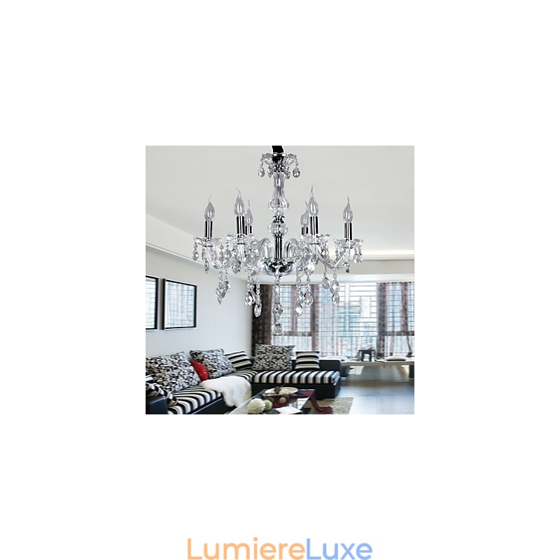 Lustre élégant en cristal à 6 lumières