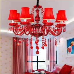 Lustre en cristal de luxe de couleur rouge européen