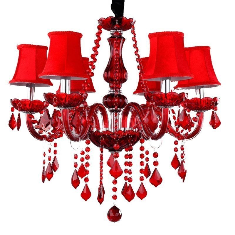 Lustre en cristal de luxe de couleur rouge européen