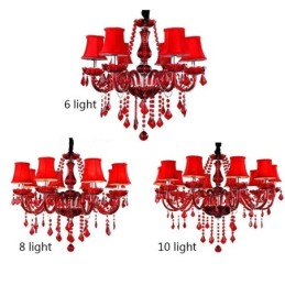 Lustre en cristal de luxe de couleur rouge européen