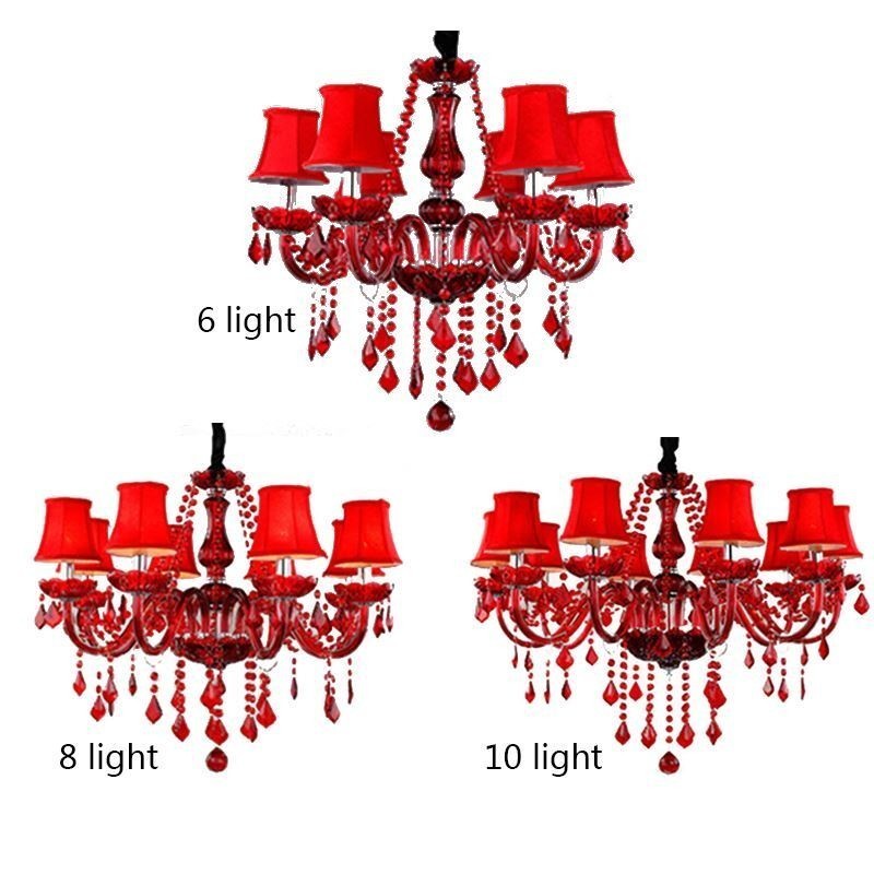 Lustre en cristal de luxe de couleur rouge européen