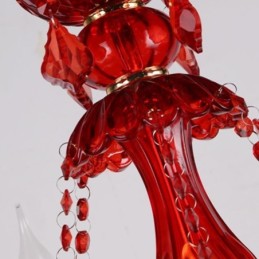 Lustre européen élégant en cristal de couleur rouge