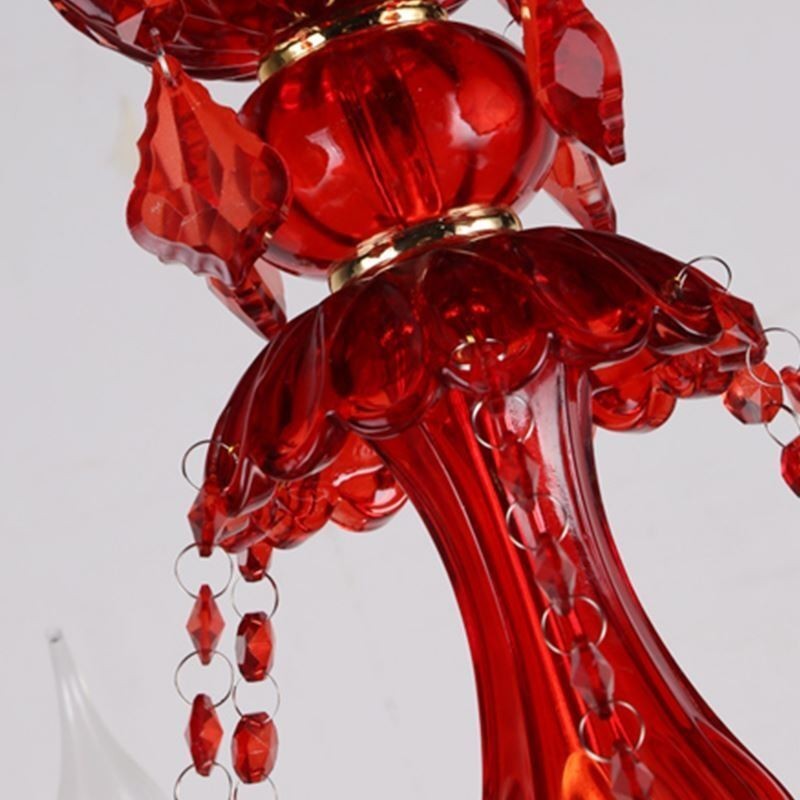 Lustre européen élégant en cristal de couleur rouge