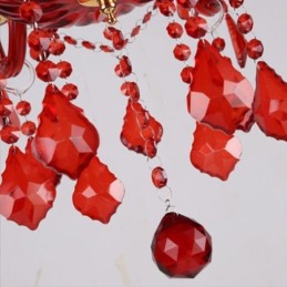 Lustre européen élégant en cristal de couleur rouge
