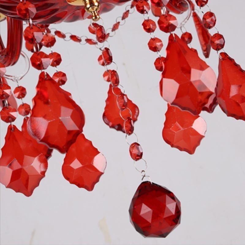 Lustre européen élégant en cristal de couleur rouge