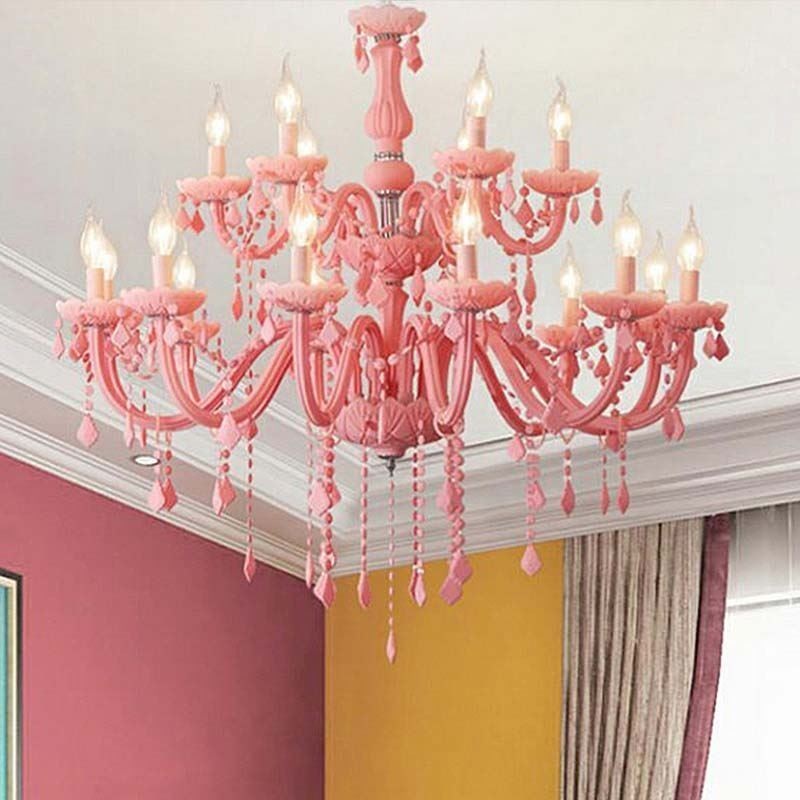 Lustre en cristal élégant, grande suspension européenne