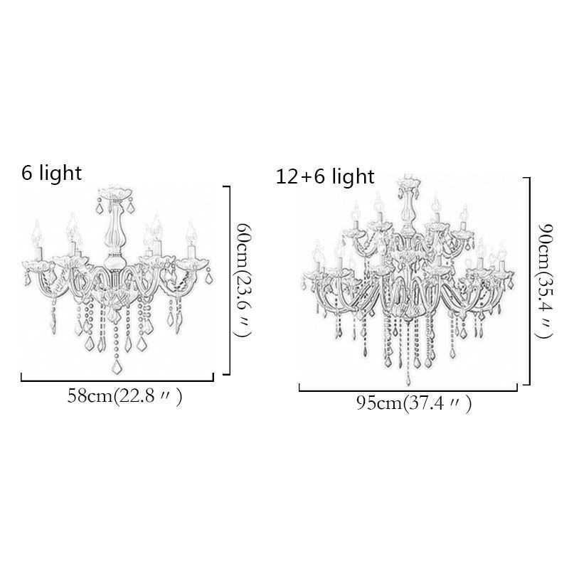 Lustre en cristal élégant, grande suspension européenne
