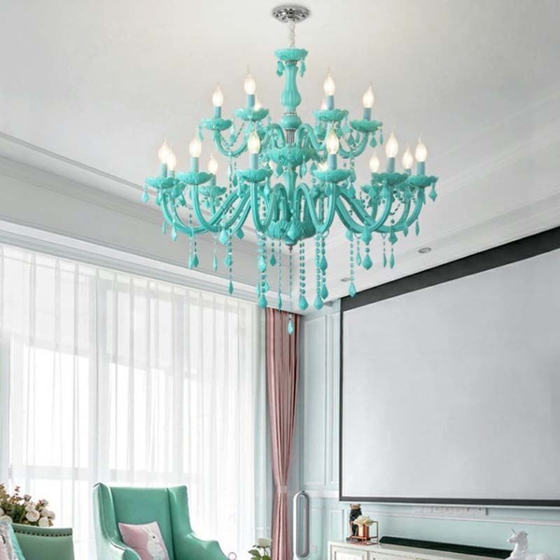 Lustre en cristal élégant, grande suspension européenne