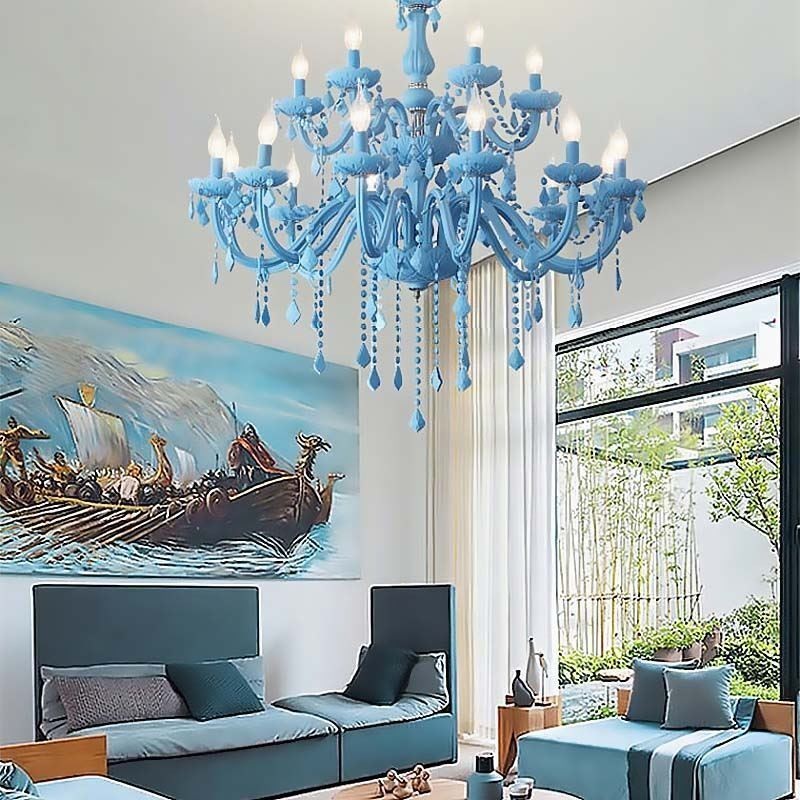 Lustre en cristal élégant, grande suspension européenne