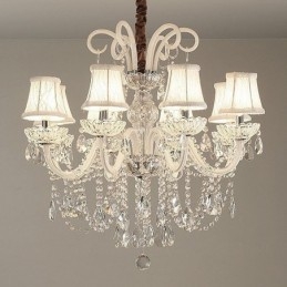 Lustre élégant en cristal de style européen, suspension de couleur blanche
