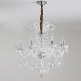 Lustre élégant en cristal de style européen, suspension de couleur blanche