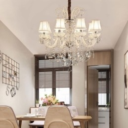 Lustre élégant en cristal de style européen, suspension de couleur blanche
