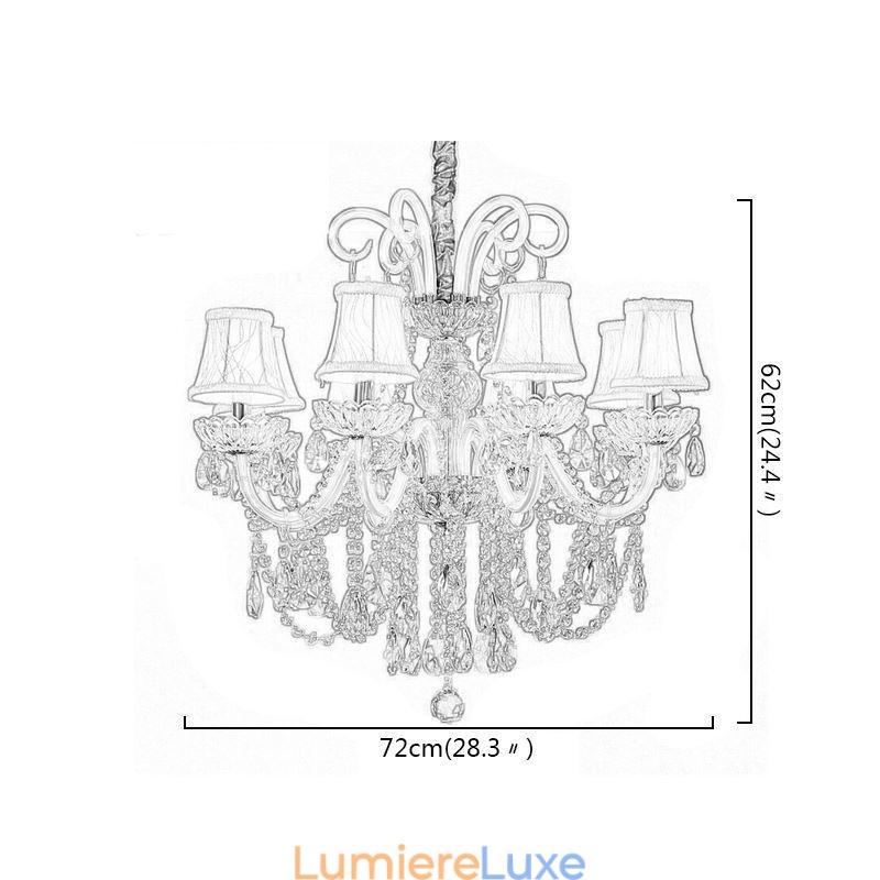 Lustre élégant en cristal de style européen, suspension de couleur blanche