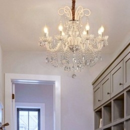 Lustre élégant en cristal de style européen, suspension de couleur blanche