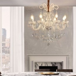 Lustre élégant en cristal de style européen, suspension de couleur blanche