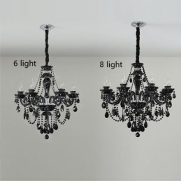 Lustre en cristal de luxe européen noir 10 lumières