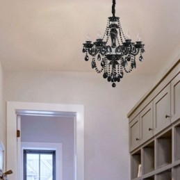 Lustre en cristal de luxe européen noir 10 lumières