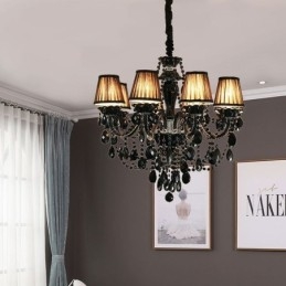 Lustre en cristal de luxe européen noir 10 lumières