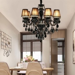 Lustre en cristal de luxe européen noir 10 lumières
