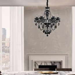 Lustre en cristal de luxe européen noir 10 lumières