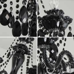 Lustre en cristal de luxe européen noir 10 lumières