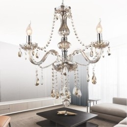 Lustre en cristal européen couleur cognac, suspension en verre