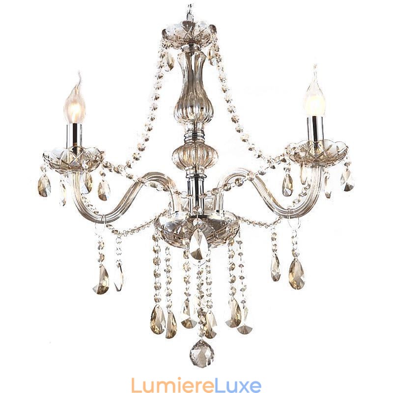 Lustre en cristal européen couleur cognac, suspension en verre