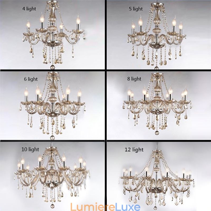 Lustre en cristal européen couleur cognac, suspension en verre